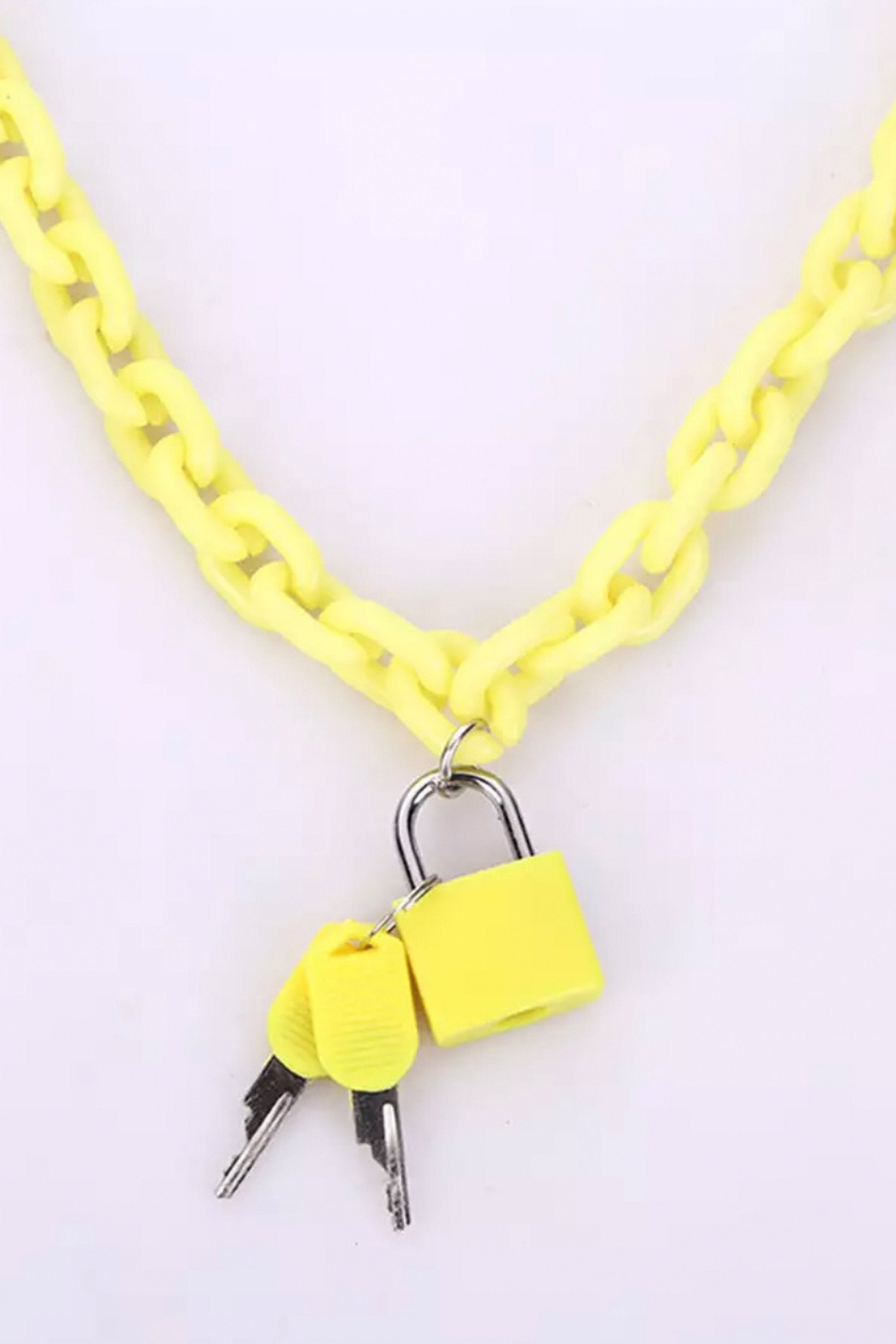 Yellow Acrylic Chain Lock Necklace