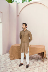 Champagne Monochromatic Embroidered Kurta