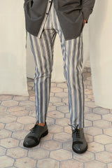 Grey White Stripes Pants
