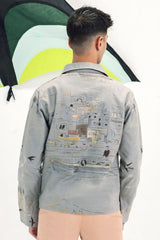 Grey Embroidered Summer Jacket