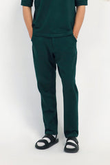 Emerald Green Slub Cotton Trousers