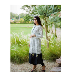 White Hand Embroidered Long Frock