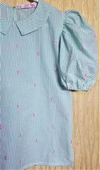 Sea Green Embroidered Balloon Sleeve Shirt