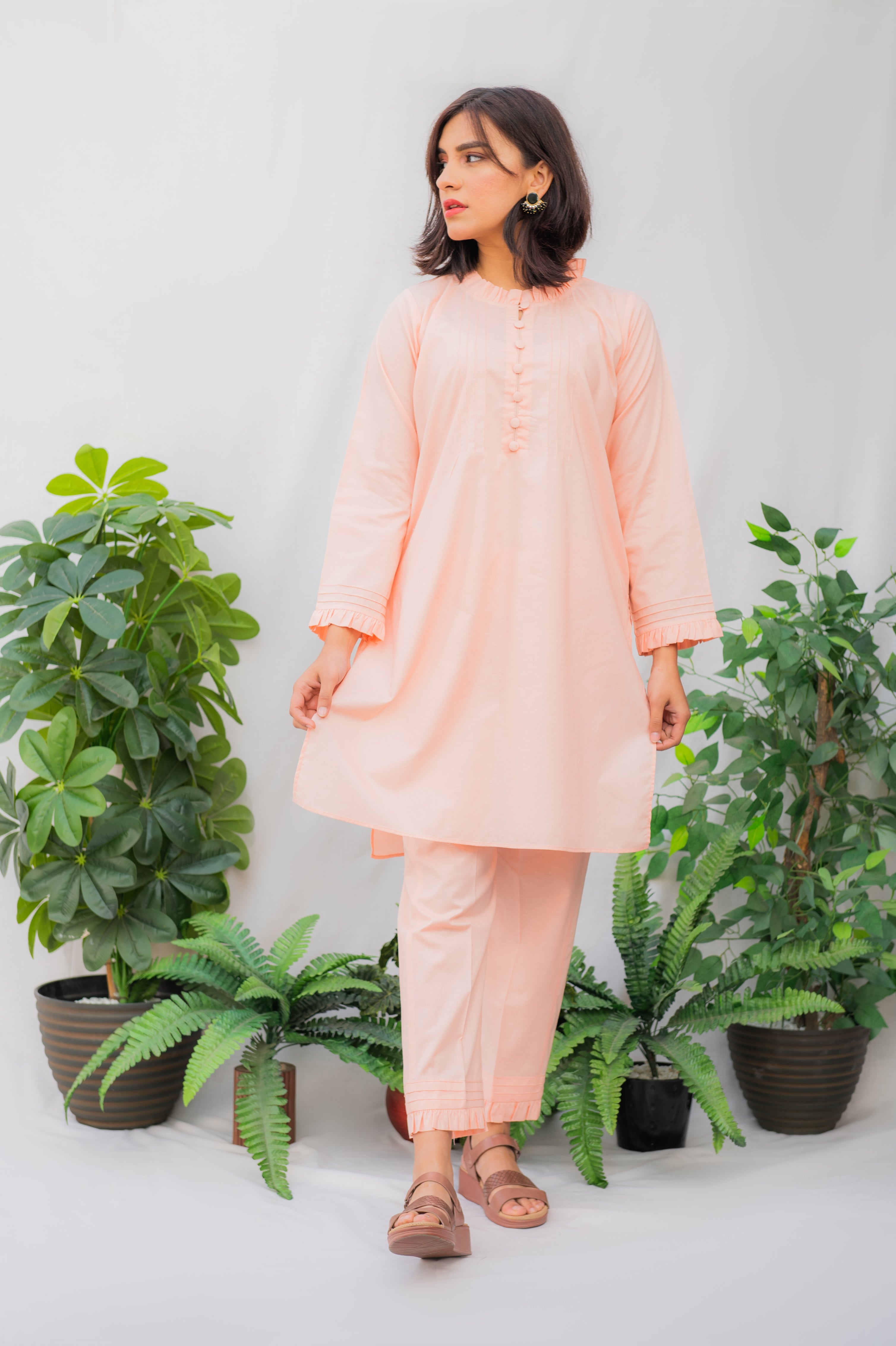 Peach Solid Co-ord Set