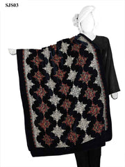 Winter Velvet Aari Embroidery Shawl